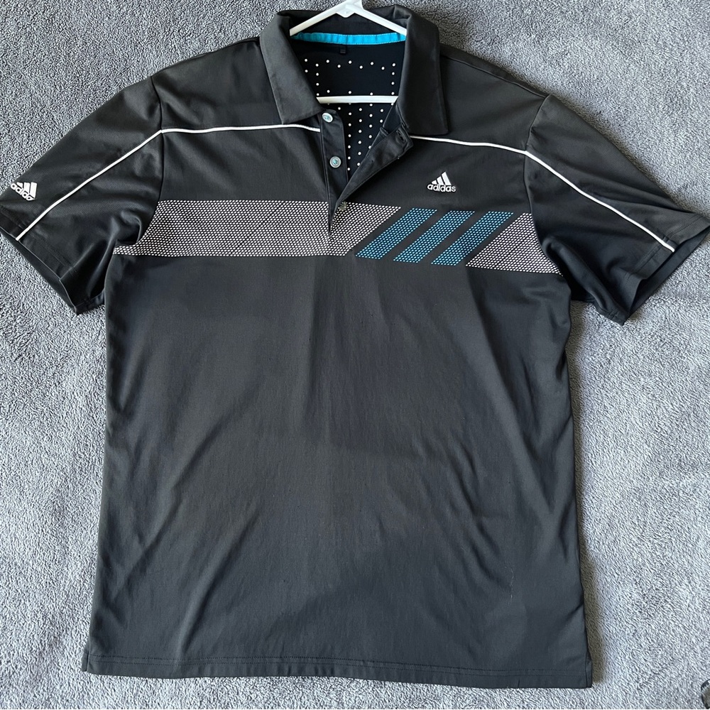 🔥Adidas Men's Polo with Black and Blue Accents